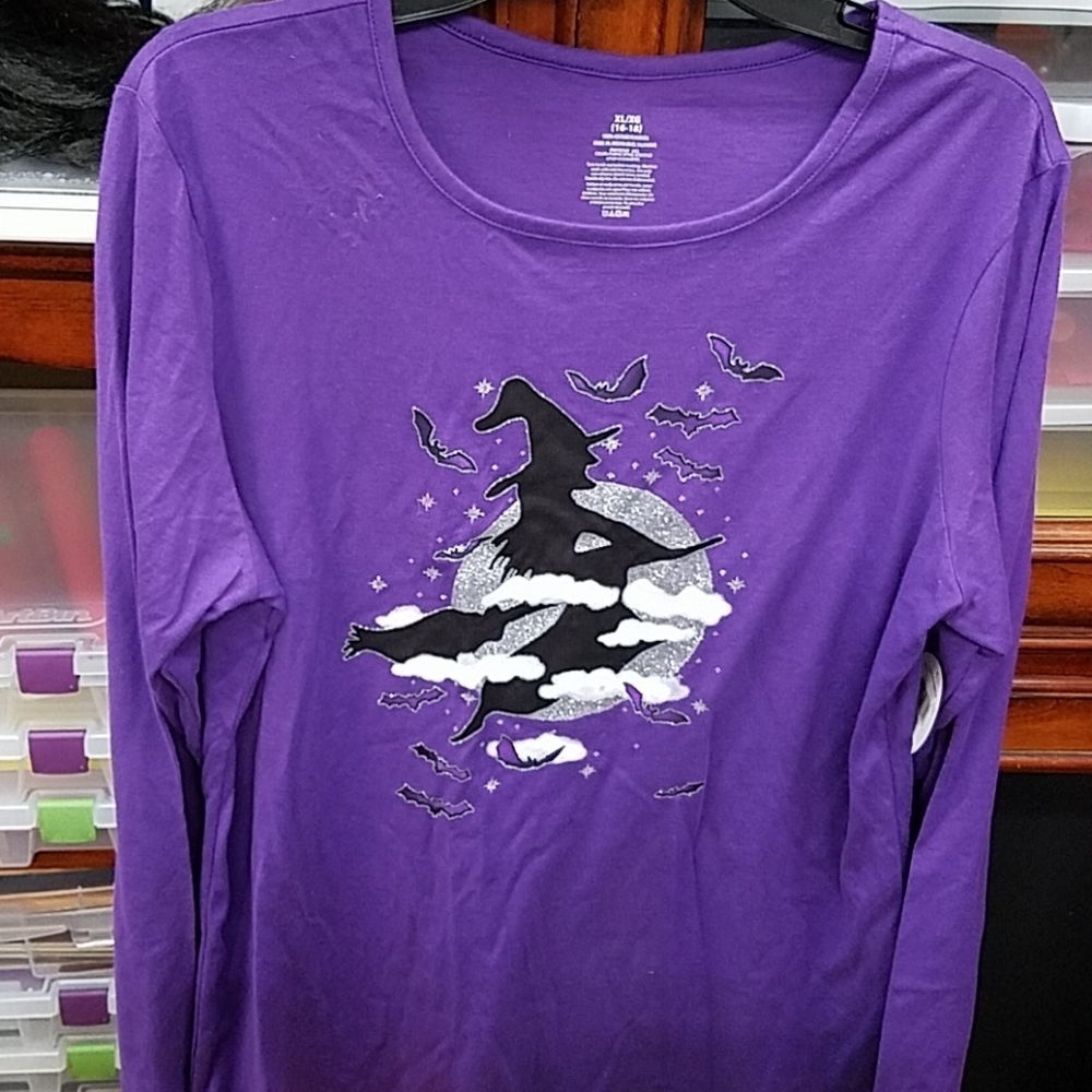Halloween Witch in the Clouds & Silver Moon XL